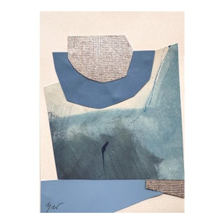 "Im Blue 4" Original Mixed-Media Collage on Paper by Zac Woodiel For Sale