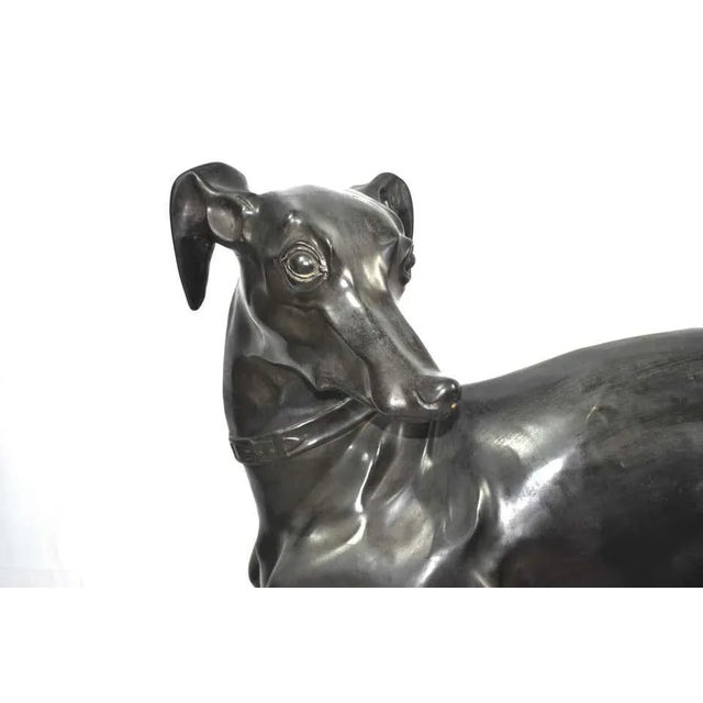 Mid-Century Modern Large Bronze Greyhounds in Dominant Stance, 1960s, Set of 2 For Sale - Image 3 of 7
