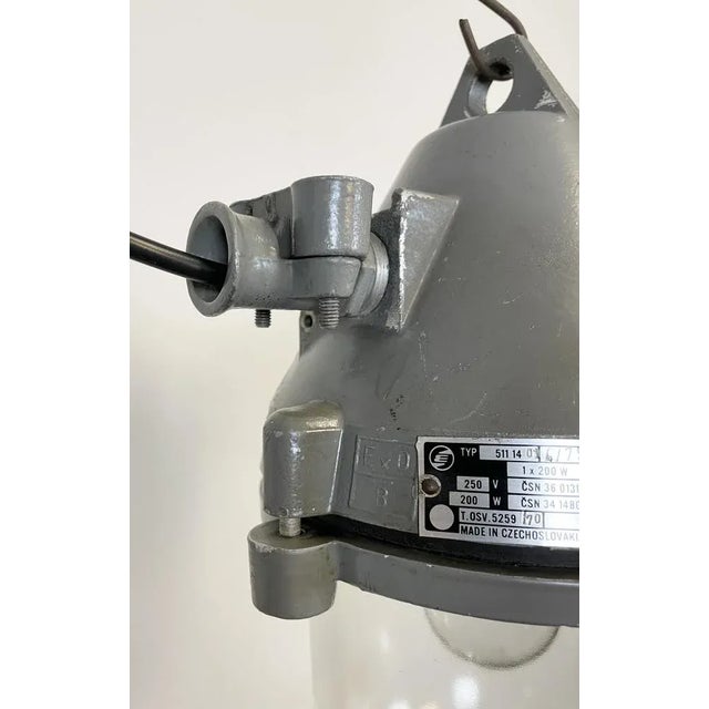 Dark Grey Industrial Cast Aluminium Explosion Proof Lamp from Elektrosvit, 1960s For Sale - Image 6 of 16