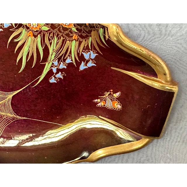 Burgundy Carltonware Decorative Bowl With Spider Web Design For Sale - Image 8 of 11