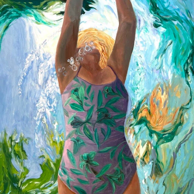 Fiona Phillips, Figurative Impressionist Oil Composition "Glide" 2024 For Sale