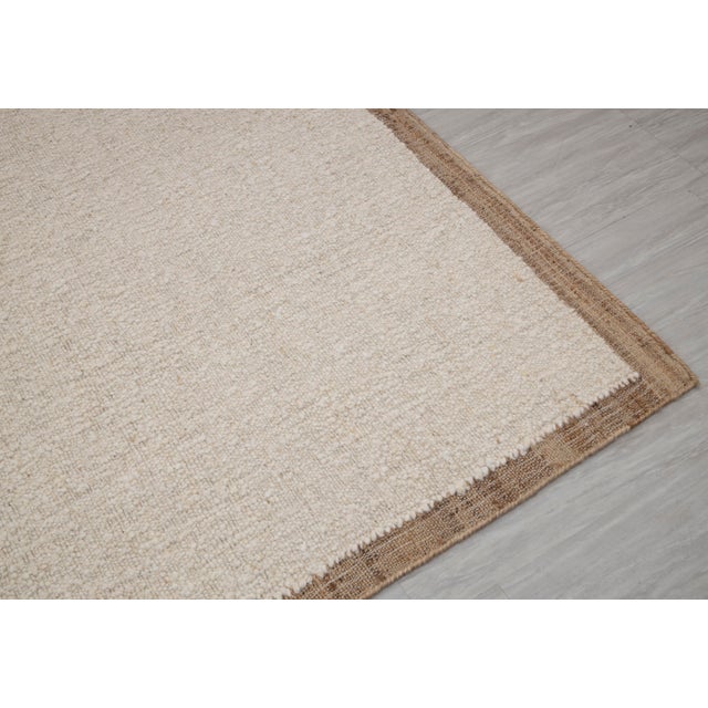 Natural Wool Jute Ivory Solid Premium Quality Boho Style Rug 6X9Ft. For Sale - Image 4 of 13