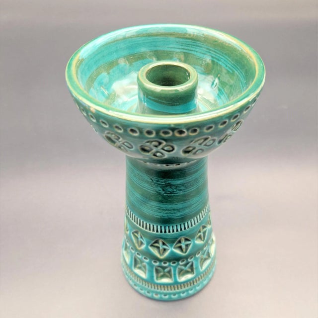 Forest Green Ceramic Vase in Green by Aldo Londi for Bitossi, 1960s For Sale - Image 8 of 8