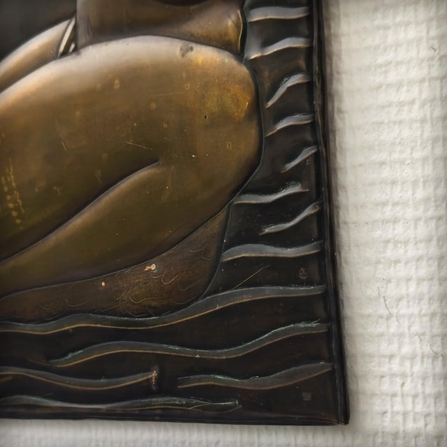 Brass Plaque Depicting a Woman and a Dolphin, France, 1960s For Sale - Image 11 of 17