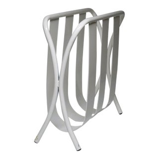 1980s Amisco White Metal Magazine Rack Holder For Sale