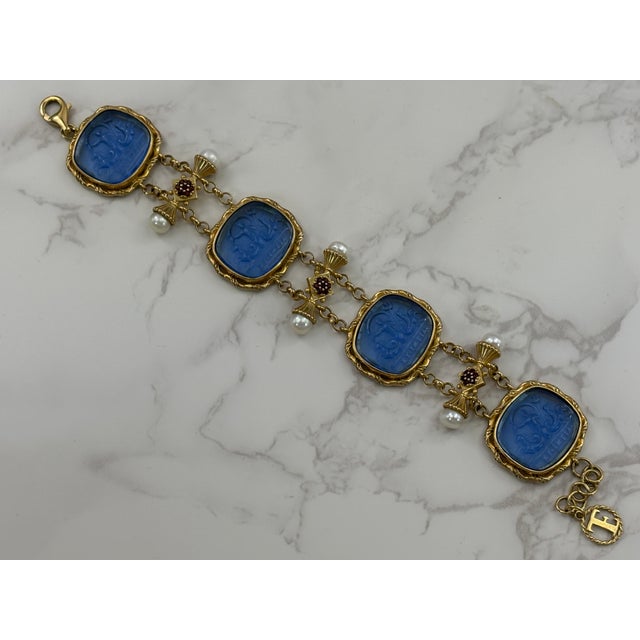 Tagliamonte Blue Venetian Glass & Pearl Bracelet – 925 Sterling Silver With 18k Gold Accents For Sale - Image 6 of 12