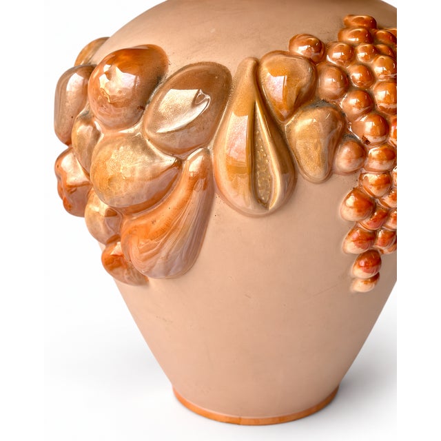Ceramic Terracotta Table Lamp with Sculptural Glazed Fruit Decoration, 1980s For Sale - Image 3 of 5