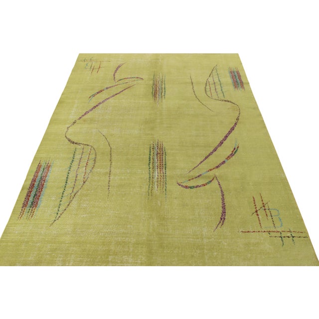 Originating from Turkey circa 1960-1970, a vintage 6x9 Art Deco rug from Rug & Kilim’s growing Mid-Century Pasha...
