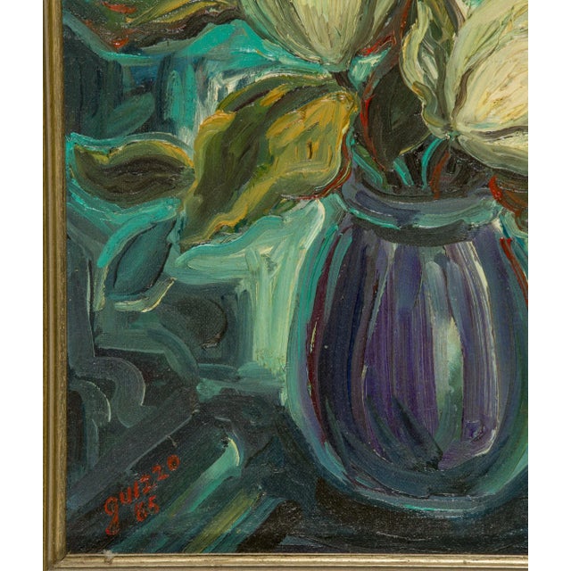 1950s italian signed still life with flowers a beautiful and rare painting by one of italy's most important avant-garde...