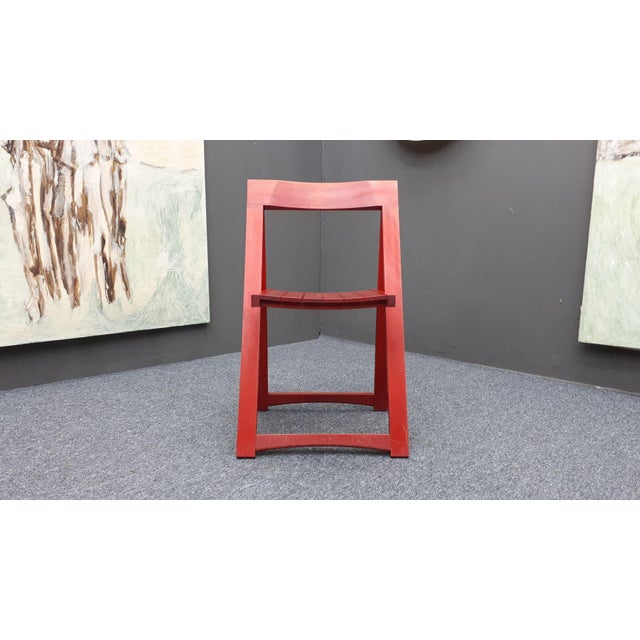 Practical and very sturdy folding chairs from Italy. Designed by Aldo Jacober in the 1960s. They are made of beechwood and...