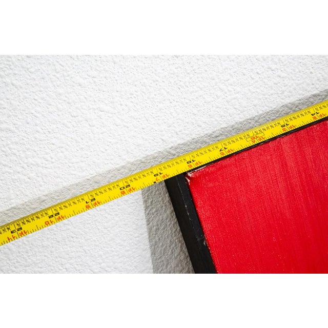 Mid Century Modern Painting Art Abstract Expressionism Red White Yellow Blue MCM For Sale - Image 10 of 10