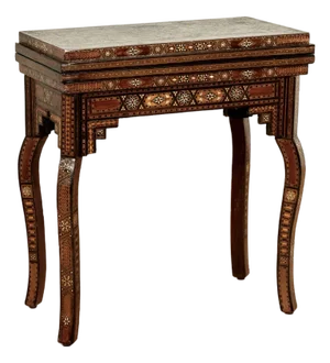 Antique Moroccan Foldout Inlaid Game Table