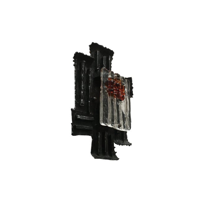 Vintage Italian Brutalist Wrought Iron Wall Lamp by Albano Poli for Poliarte, Set of 4 For Sale