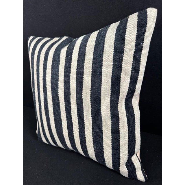 Turkish Hemp Pillow Cushion Natural Beige Black Pillow Cushion Cover 24"x24" For Sale - Image 4 of 4
