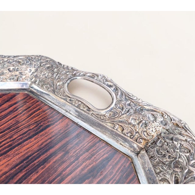 Mid-Century Modern Dutch Silver-Plated and Mahogany Serving Tray by Hooijkaas of Schoonhoven, 1950s For Sale - Image 14 of 18