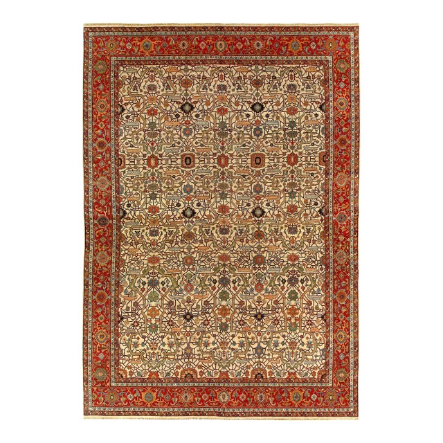 Pasargad DC Ivory Fine Hand Knotted Serapi Design Rug For Sale