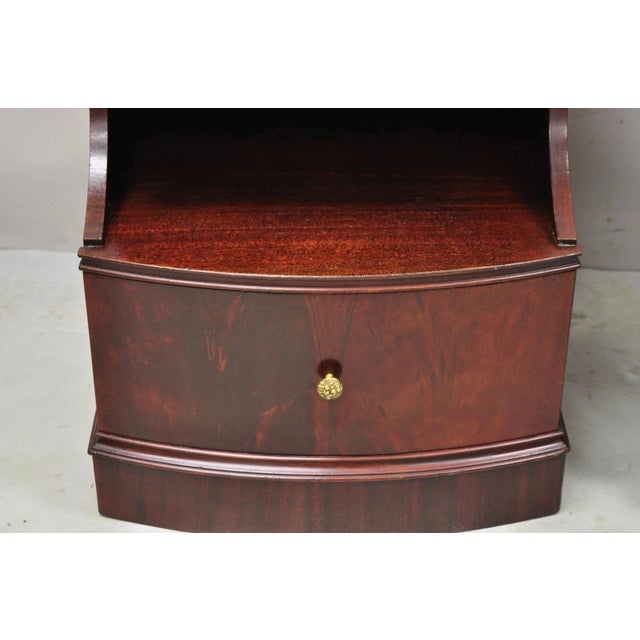 Wood Vintage Chinese Chippendale Mahogany 2 Drawer Nightstands Bedside Tables - Pair For Sale - Image 7 of 12