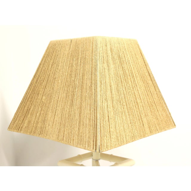 Mid 20th Century Mid 20th Century White Painted Metal Faux Bamboo Floor Lamp W/ Shade For Sale - Image 5 of 11