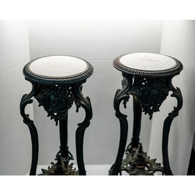 Dark Green Antique Victorian Cast Iron and Marble Tables For Sale - Image 8 of 10