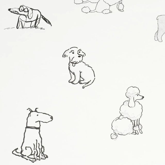 Schumacher Schumacher x The New Yorker Good Dogs Everywhere Wallpaper In Black & White For Sale - Image 4 of 7