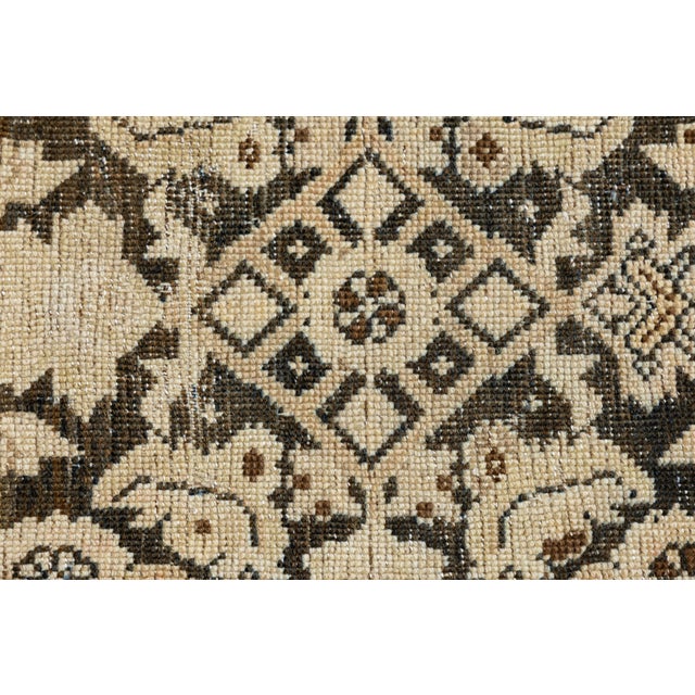 Antique Malayer Runner Rug With Allover Herati Design, Neutral Muted Earth Tones For Sale - Image 10 of 12