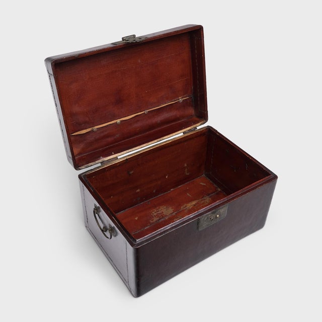 Chinese Lacquered Hide Trunk, C. 1900 For Sale - Image 4 of 5