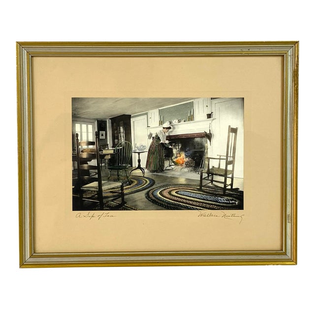 Wallace Nutting 'A Sip of Tea' Original Antique Tinted Photograph