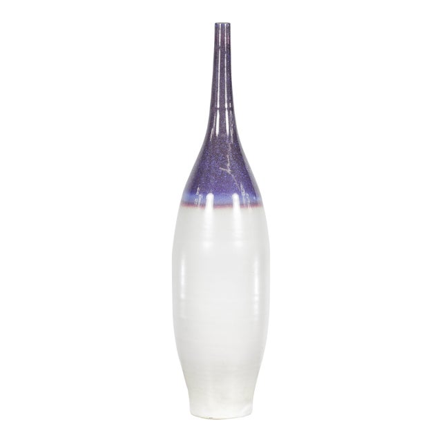 Multicolor Ceramic Bottle Base with Purple, Blue, Pink and White Tones For Sale
