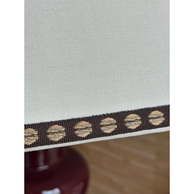 Silk Lampshade With Patterned Trim For Sale - Image 4 of 6