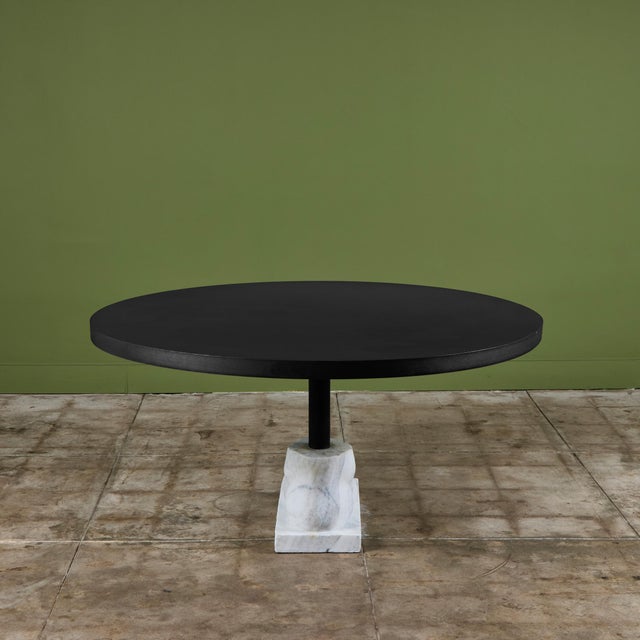 Postmodern Pedestal Dining Table with Marble Foot Base For Sale - Image 10 of 12