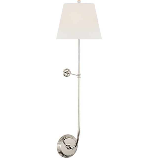 Suzanne Kasler for Visual Comfort Signature Wyatt 39" Statement Sconce in Polished Nickel with Linen Shade For Sale