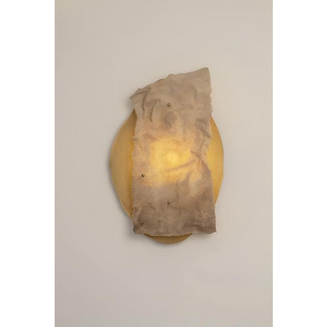 Mojave #1 wall light in stoneware and canvas by margaux leycuras. One of a kind, signed and numbered. Dimensions: d 13 x w...