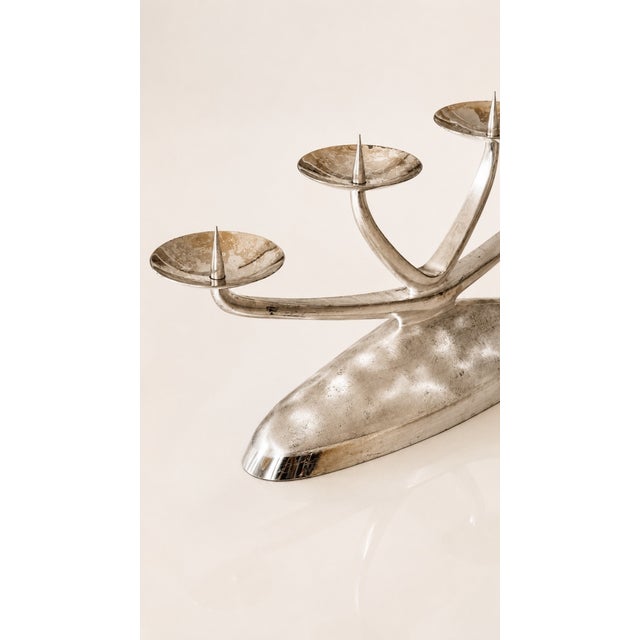 1950s Modernist 4-Light Candelabra in Silver-Plated Metal from WMF Ikora, 1959 For Sale - Image 5 of 8