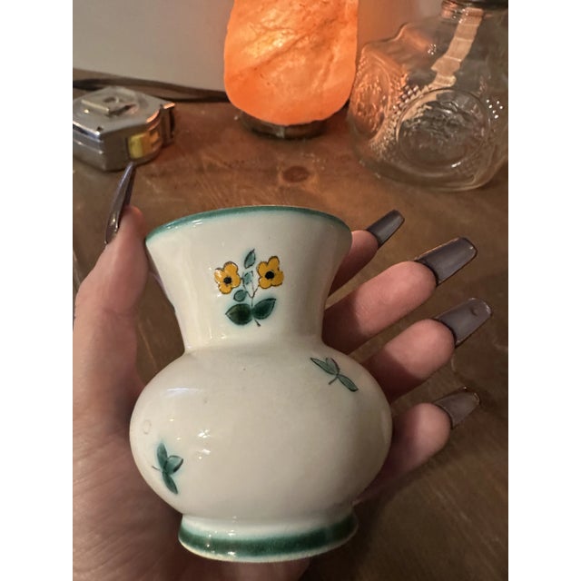 Mid-Century Modern 1970s Small Austrian Ceramic Vase With Floral Details For Sale - Image 3 of 8