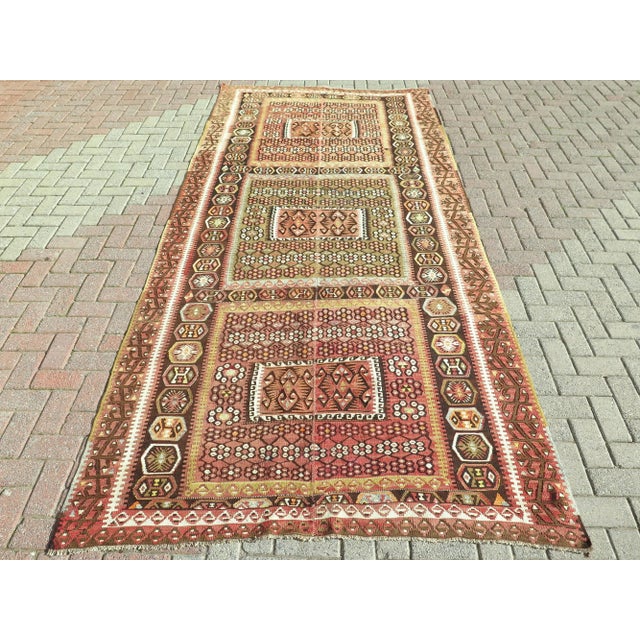 Mid Century Classical Vintage Turkish Boho Rug Kilim For Sale - Image 11 of 11