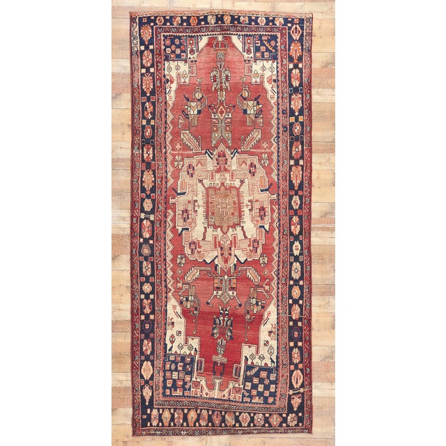 Vintage Persian Mazlaghan ​Hamadan Rug - 04'10 X 11'03 For Sale - Image 9 of 9