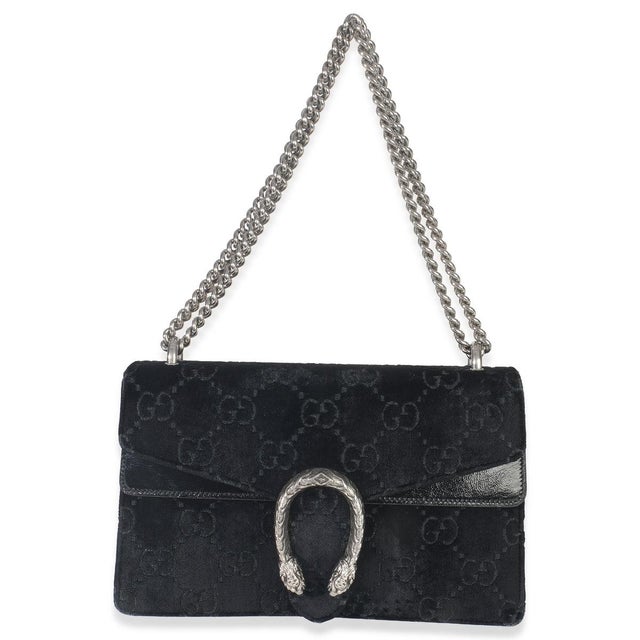 Black Black GG Embossed Velvet Small Dionysus Chain Bag For Sale - Image 8 of 9