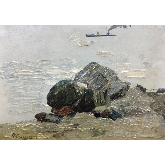 1970s Oil Painting Seascape Peter Kuzmich Stolyarenko For Sale