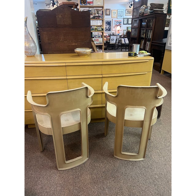 1960s Syroco Mid Century Modern Plastic Chairs Set of 2 Signed For Sale - Image 11 of 12