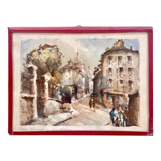 René Delame, Montmartre, Watercolor For Sale