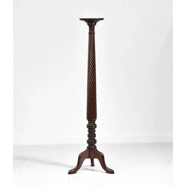 Antique Mahogany Tall Torchere Plant Stand, 1890s For Sale - Image 3 of 10