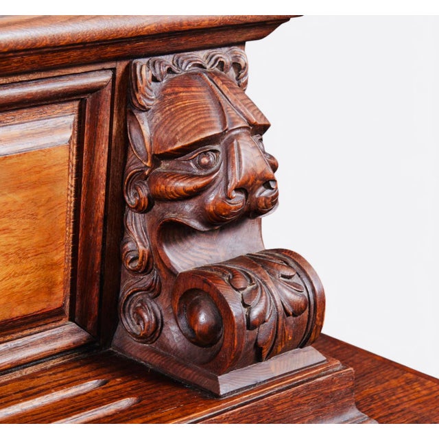 Brown Mid 20th Century Monumental Carved Baroque Style Credenza With Figured Wood Panels — 102″ Wide For Sale - Image 8 of 12
