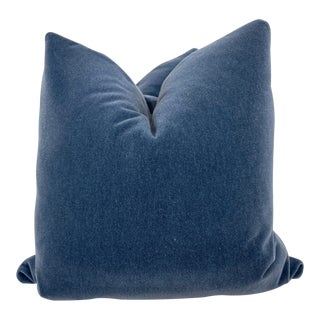 Brunschwig & Fils "Bachelor Mohair" in Blue 22" Pillows-A Pair For Sale