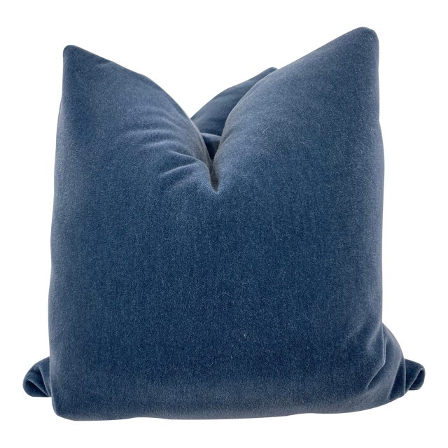 Brunschwig & Fils "Bachelor Mohair" in Blue 22" Pillows-A Pair For Sale