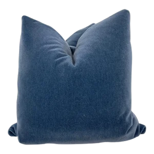 Brunschwig & Fils "Bachelor Mohair" in Blue 22" Pillows-A Pair