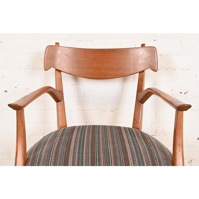 Kipp Stewart for Drexel Declaration Sculpted Walnut Armchair For Sale In South Bend - Image 6 of 10