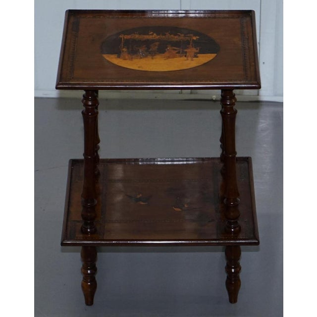Very rare 19th century marquetry inlaid italian side table with dancers and birds a very rare piece, you don’t come across...
