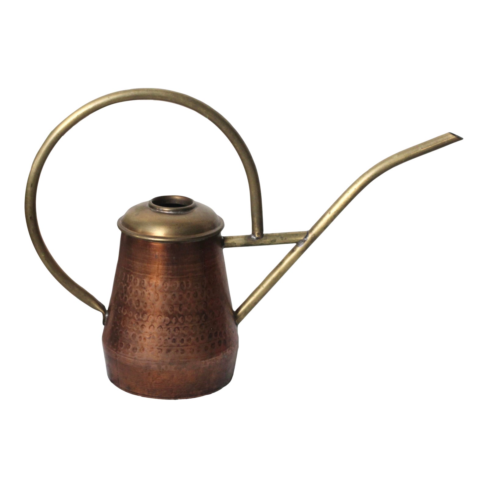 1990s Jatex Brass and Hammered Copper Large Watering Can | Chairish