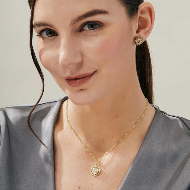 Syna Yellow Gold Reversible Charm Pendant with Emeralds and Diamonds For Sale - Image 4 of 5