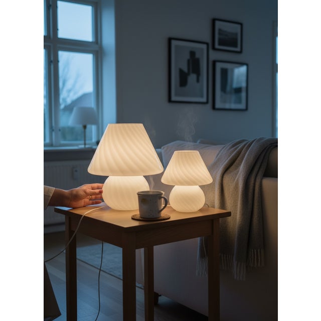 Paolo Venini Murano Glass Mushroom Table Lamps by Paolo Venini, 1970s, Set of 3 For Sale - Image 4 of 10